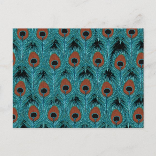 Postal Pintura de Peacock Feather Art Peacocks (Anverso)