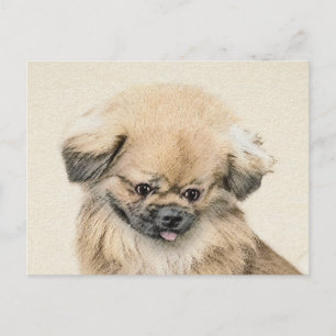Postal Pintura de Pekín - Arte de Perro Original Lindo