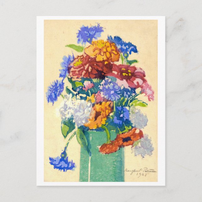 Postal Pintura de Peonías de la Abuela (Anverso)