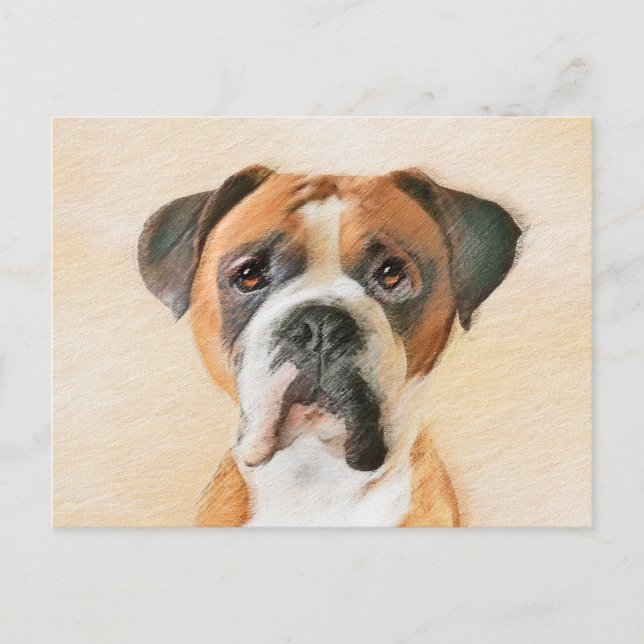 Postal Pintura De Perro Boxer Sin Recortar Arte Animal Or (Anverso)