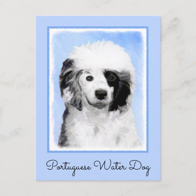 Postal Pintura de perro de agua portuguesa - Arte origina (Anverso)