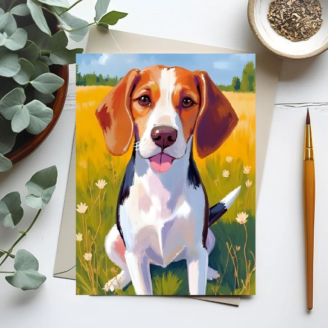 Postal Pintura de perro de Beagle (Subido por el creador)