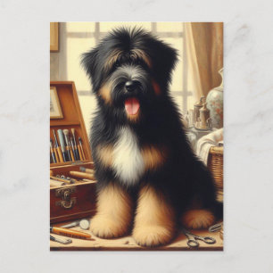 Postal Pintura de perro de Briard