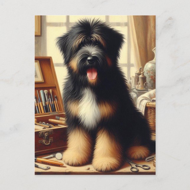 Postal Pintura de perro de Briard (Anverso)