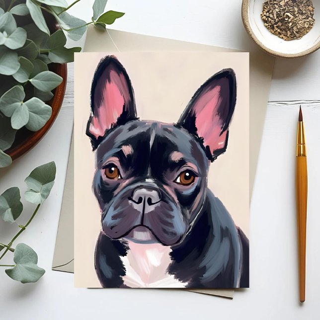 Postal Pintura de perro de Bulldog francés (Subido por el creador)