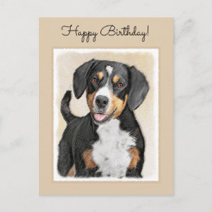 Postal Pintura de perro de la montaña Entlebucher - Arte 