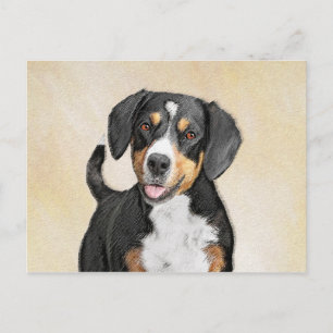 Postal Pintura de perro de la montaña Entlebucher - Arte 