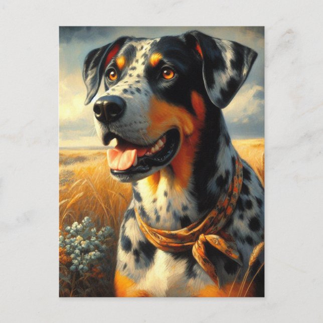 Postal Pintura de perro de leopardo de Catahoula (Anverso)