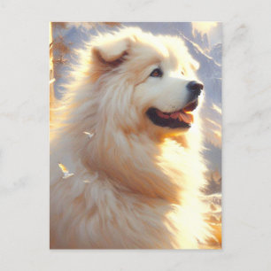 Postal Pintura de Perro de los Grandes Pirineos Vintage