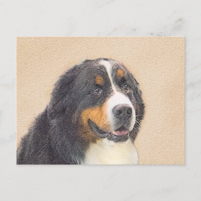 Postal Pintura de perro de montaña de Bernese - Arte de p (Anverso)