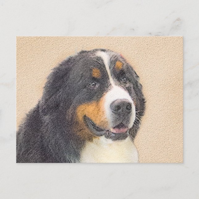 Postal Pintura de perro de montaña de Bernese - Arte de p (Anverso)