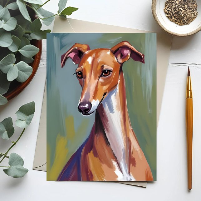 Postal Pintura de perro galgo italiano (Subido por el creador)