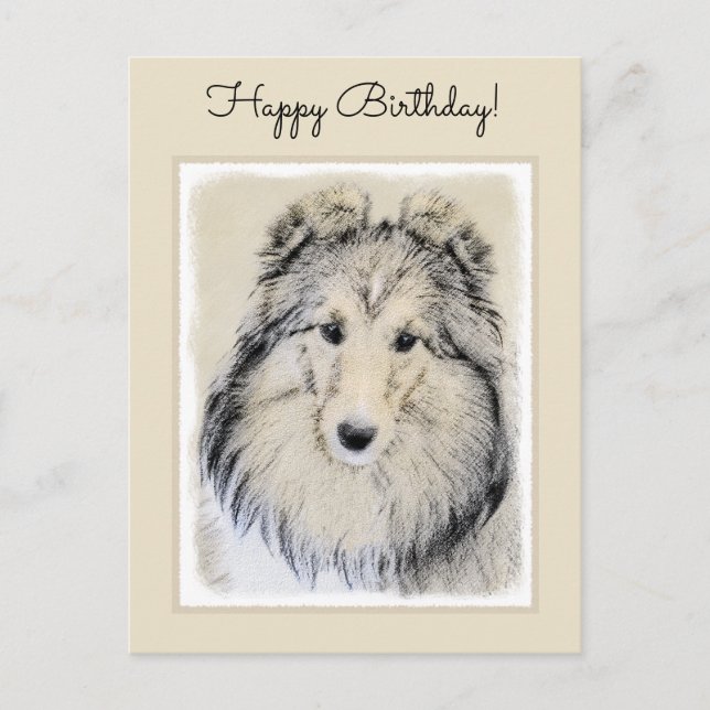 Postal Pintura de perro pastelero de Shetland - Arte de p (Anverso)