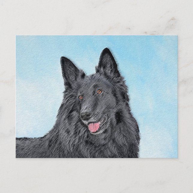 Postal Pintura de perro pastor belga - Arte de perro orig (Anverso)
