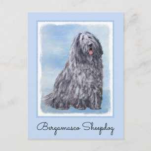 Postal Pintura de perro pastor de Bergamasco - Perro orig