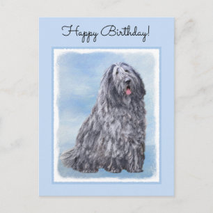 Postal Pintura de perro pastor de Bergamasco - Perro orig