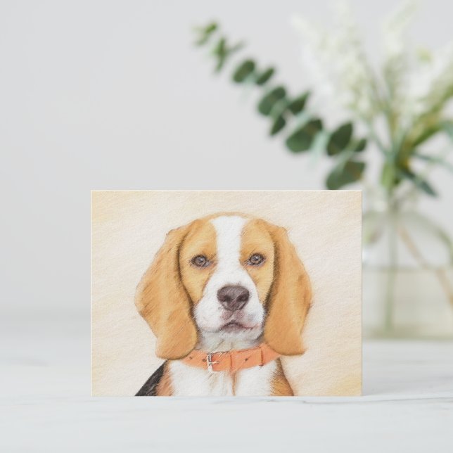 Postal Pintura de perro sabueso Beagle Arte animal origin (Anverso de pie)