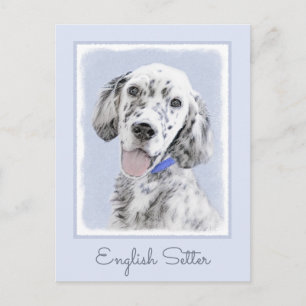 Postal Pintura de perro Setter Inglés Blue Belton Arte de