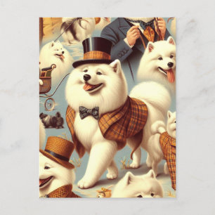 Postal Pintura de perro sin soldadura de vintage Samoyed