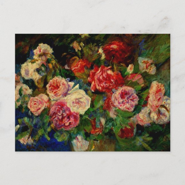 Postal Pintura de Pierre Renoir, Rosas (Anverso)