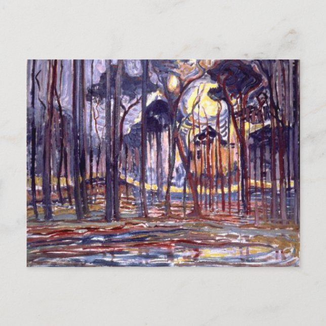 Postal Pintura de Piet Mondrian, Bosque (Anverso)