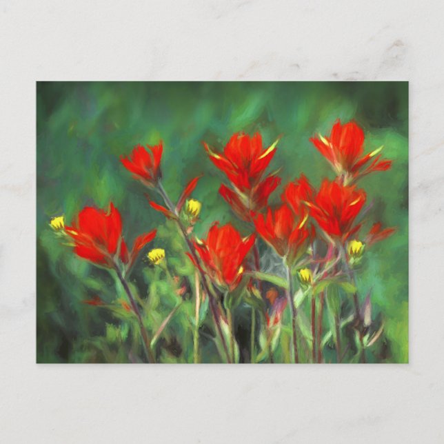 Postal Pintura de pincel indio - Arte de flores original (Anverso)