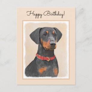 Postal Pintura de Pinscher alemana - Arte de Perro origin