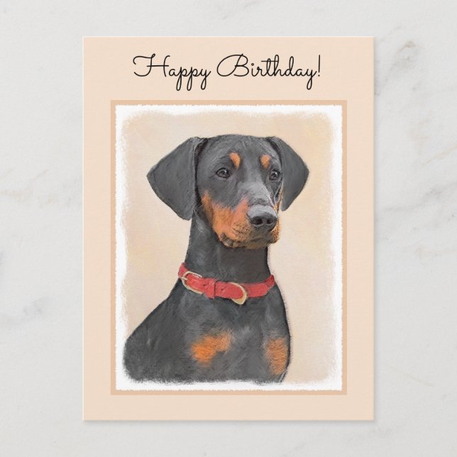 Postal Pintura de Pinscher alemana - Arte de Perro origin (Anverso)