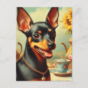 Postal Pintura de Pinscher de época