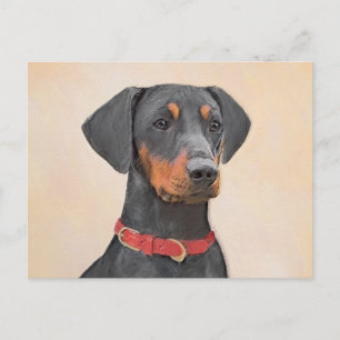Postal Pintura de Pinscher original de arte animal
