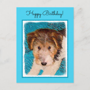 Postal Pintura de pipa de Fox Terrier - Arte Perro Origin