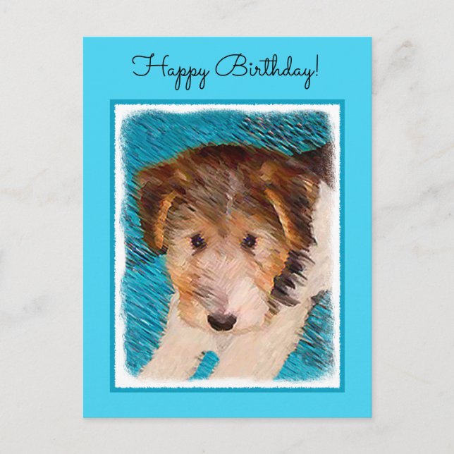 Postal Pintura de pipa de Fox Terrier - Arte Perro Origin (Anverso)
