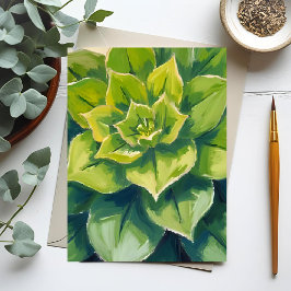 Postal Pintura de planta suculenta verde