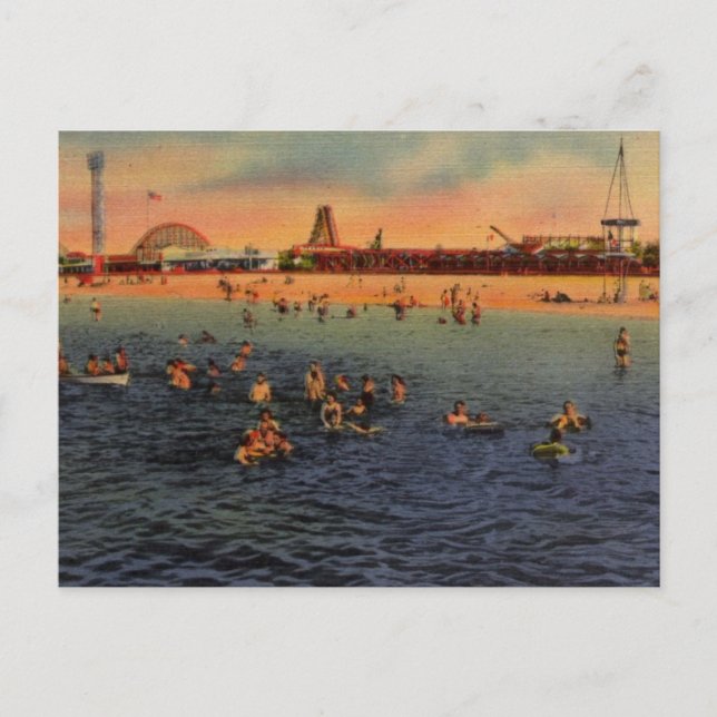 Postal Pintura de playa de Pontchartrain (Anverso)