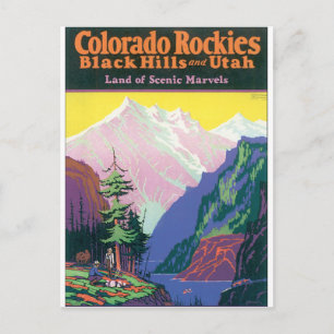 Postal Pintura de Poster de Viajes del Colorado Rockies V