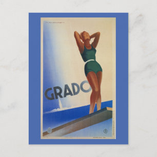 Postal Pintura de póster italiano de viajes de Grado Vint