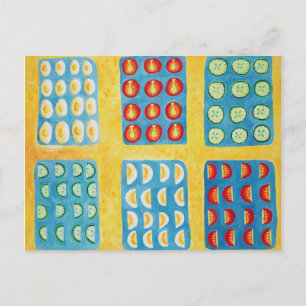 Postal Pintura de preparación de ensalada