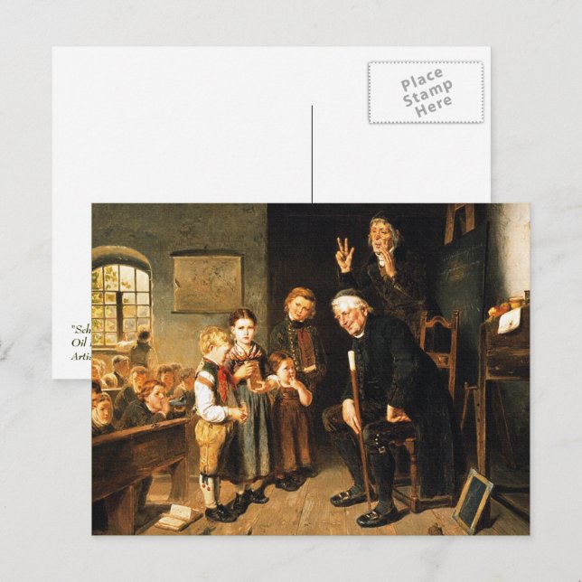 Postal Pintura de profesores y estudiantes. Bella Artes (Anverso / Reverso)