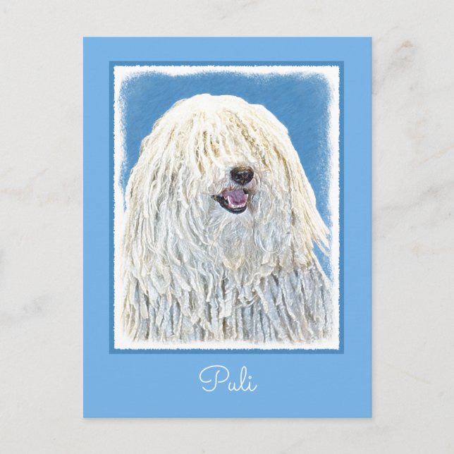Postal Pintura de Puli - Arte de Perro Original Lindo (Anverso)