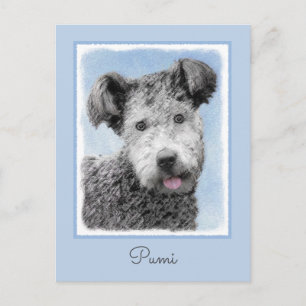 Postal Pintura de Pumi - Arte de Perro Original.