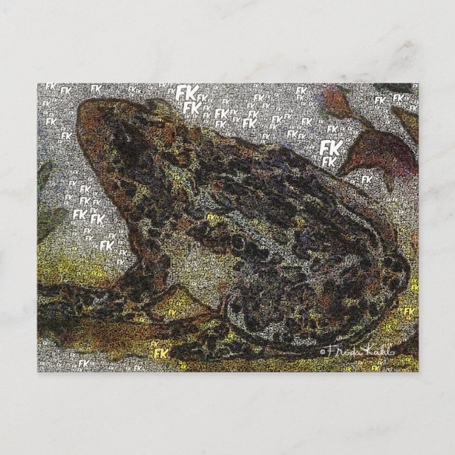 Postal Pintura de rana al estilo FK de Frida Kahlo (Anverso)