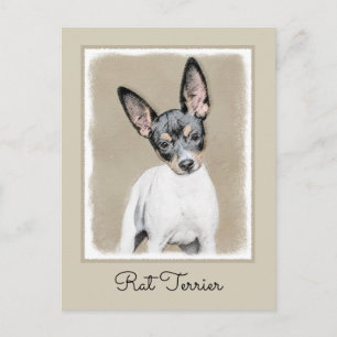 Postal Pintura de Rat Terrier - Arte Perro Original.