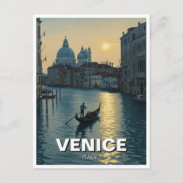 Postal Pintura de recuerdo de viajes de Venecia Italia (Anverso)