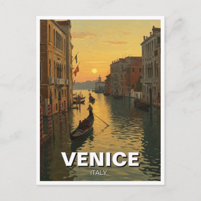 Postal Pintura de recuerdo de viajes de Venecia Italia (Anverso)
