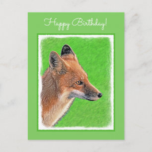Postal Pintura de Red Fox - Arte de vida salvaje original