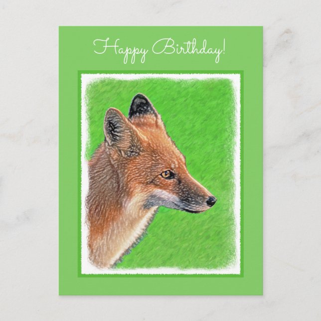Postal Pintura de Red Fox - Arte de vida salvaje original (Anverso)