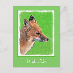 Postal Pintura de Red Fox - Arte de vida salvaje original