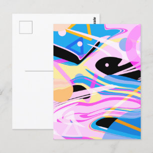 Postal Pintura de resumen geométrico de tres dimensiones