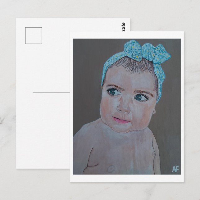 Postal Pintura de retrato de bebé de Alfred Fox (Anverso / Reverso)