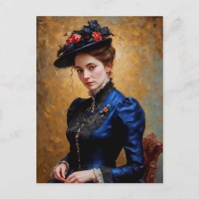 Postal Pintura de retrato de dama de inglés victoriana (Anverso)
